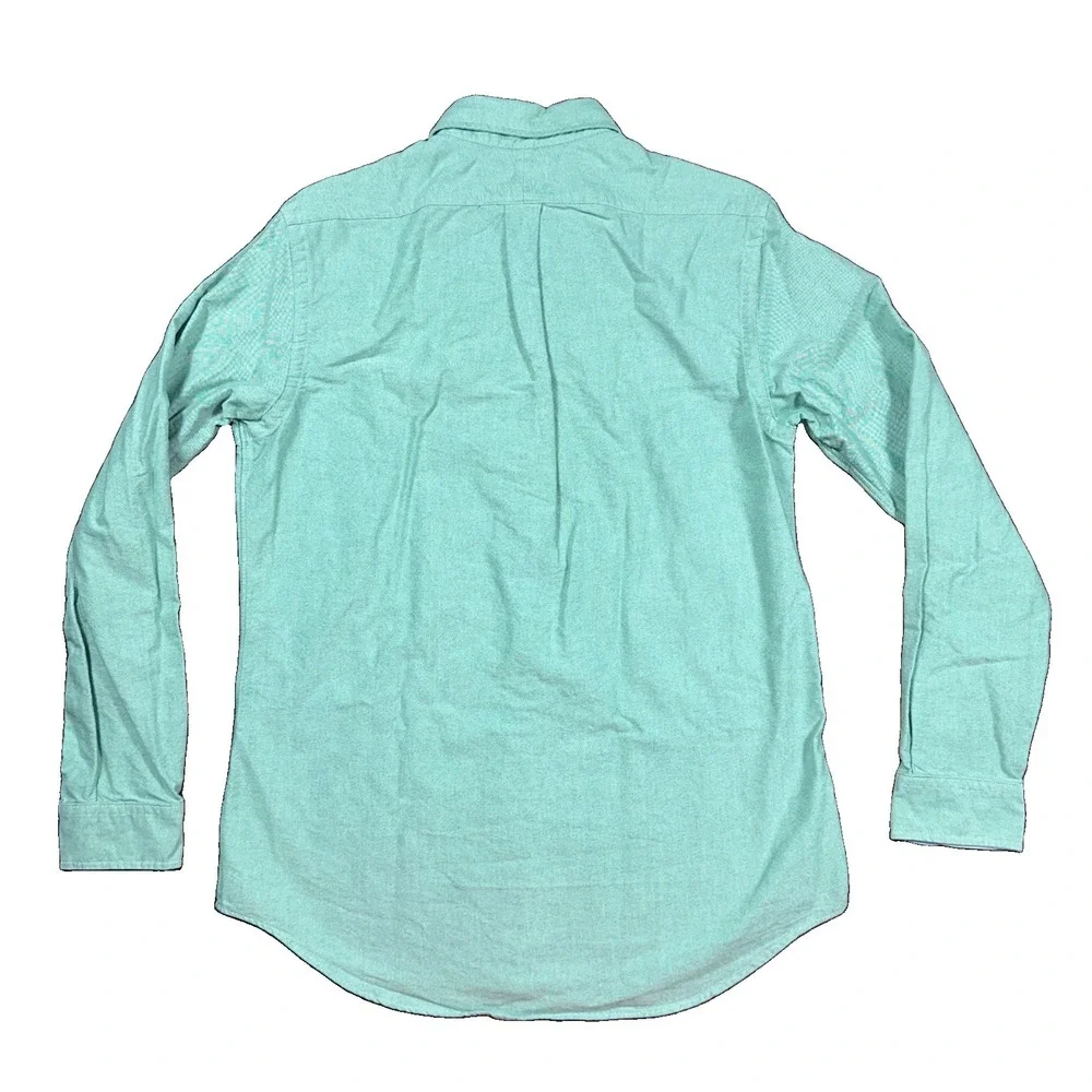 Ralph Lauren Shirt Mens M Classic Green Oxford OCBD Flesh Pony Long Sleeve